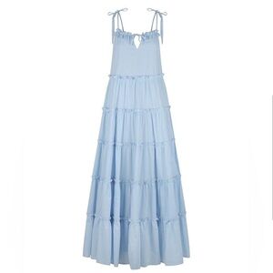 Charlie Holiday Light Blue Tiered Maxi Dress